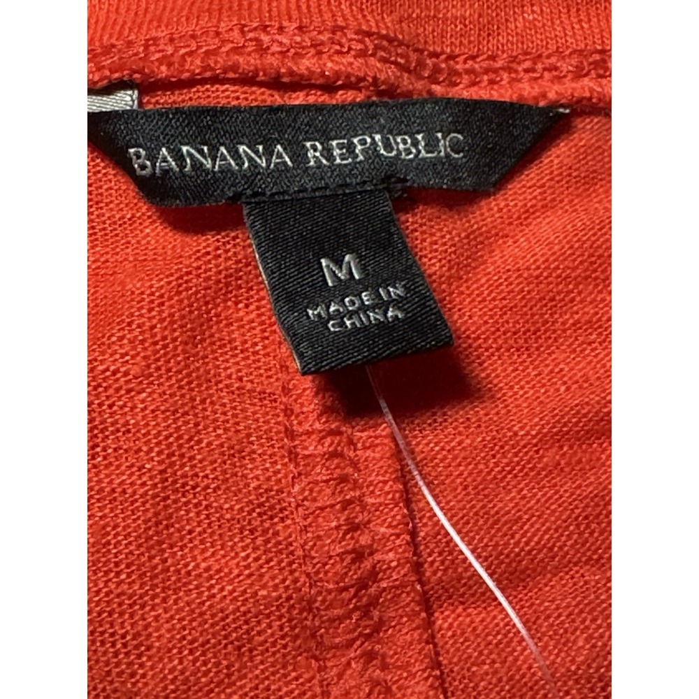 NWT Banana Republic Women's Medium 100% Linen Red Orange Long Sleeve Top - Picture 3 of 4